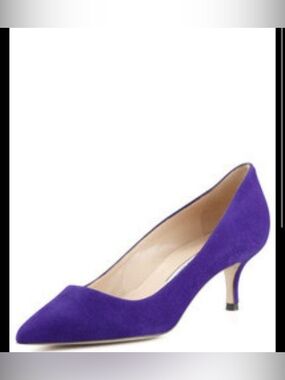 Manolo Blahnik Purple Suede Pointed-Toe Kitten Heels 50mm